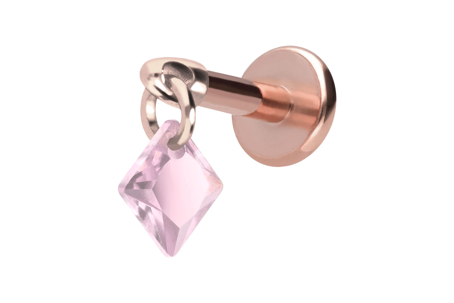 Titan Labret Piercing mit Innengewinde KRISTALLQUADRAT